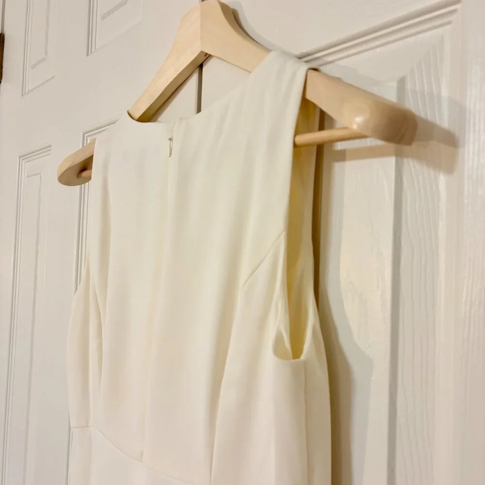 White House Black Market Flowy Wide Leg Overlay Ivory Jumpsuit 6P - Picture 8 of 12